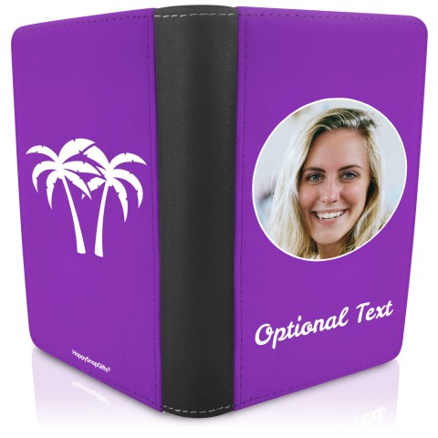 (UK Standard 21cm) (Palm Trees Icon) Purple (Optional Personalised Gift Text)