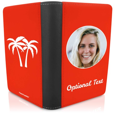 (UK Standard 21cm) (Palm Trees Icon) Red (Optional Personalised Gift Text)