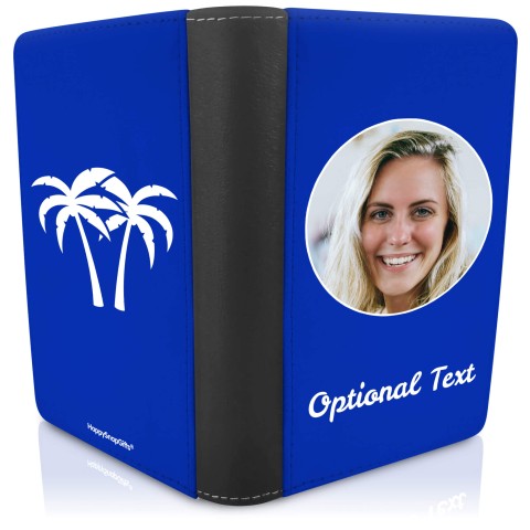 (UK Standard 21cm) (Palm Trees Icon) Royal Blue (Optional Personalised Gift Text)