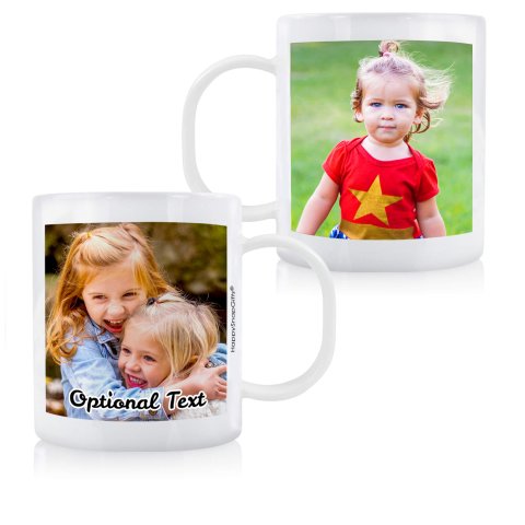 (11oz White) with 2 Photos Printed Front & Back (Personalised with Text)