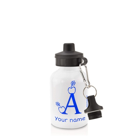 in White (400ml) with Screw Cap with Alphabet Theme - Royal Blue (Personalised with Text)