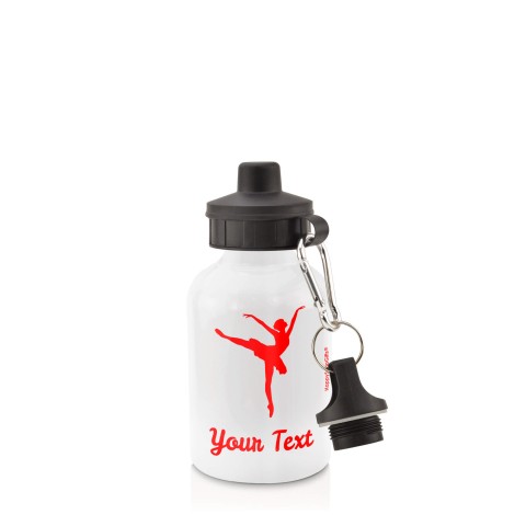 in White (400ml) with Screw Cap (Ballet Icon) - Red (Personalised with Text)