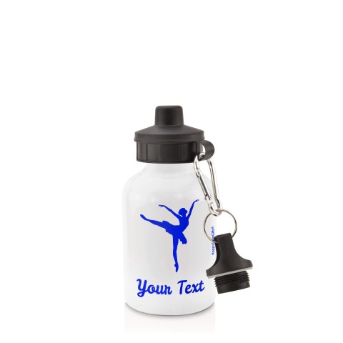in White (400ml) with Screw Cap (Ballet Icon) - Royal Blue (Personalised with Text)