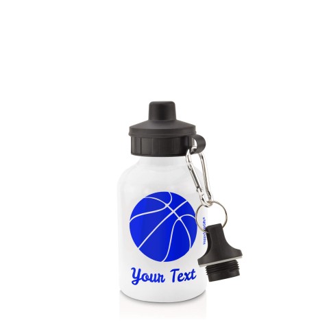 in White (400ml) with Screw Cap (Basketball Icon) - Royal Blue (Personalised with Text)