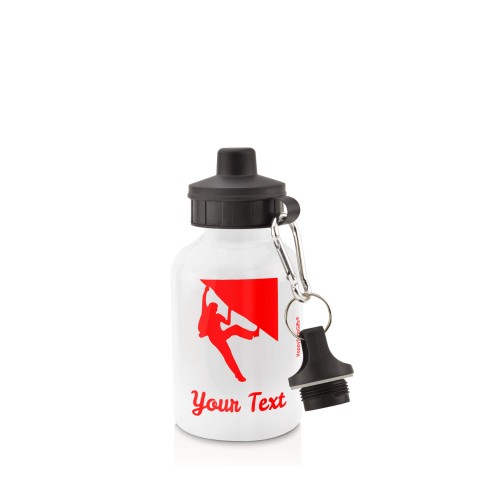 in White (400ml) with Screw Cap (Climbing Icon) - Red (Personalised with Text)