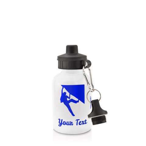 in White (400ml) with Screw Cap (Climbing Icon) - Royal Blue (Personalised with Text)