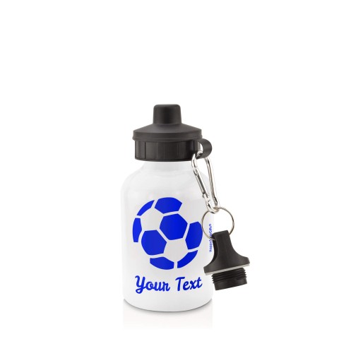 in White (400ml) with Screw Cap (Football Icon) - Royal Blue (Personalised with Text)