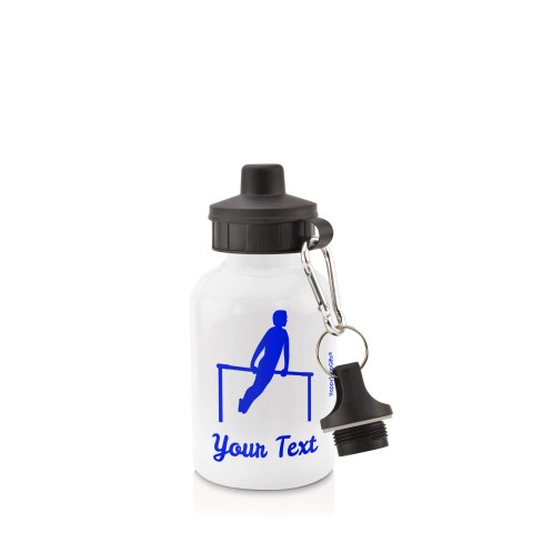 in White (400ml) with Screw Cap (Gymnastics Icon) - Royal Blue (Personalised with Text)