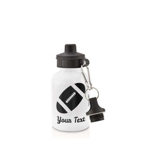in White (400ml) with Screw Cap (Rugby Icon) - Black (Personalised with Text)