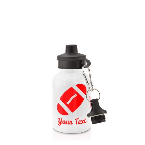 in White (400ml) with Screw Cap (Rugby Icon) - Red (Personalised with Text)