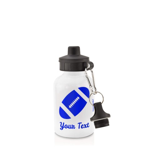 in White (400ml) with Screw Cap (Rugby Icon) - Royal Blue (Personalised with Text)