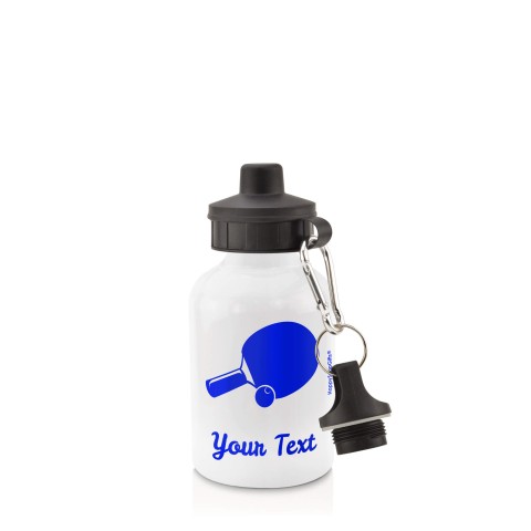 in White (400ml) with Screw Cap (Table Tennis Icon) - Royal Blue (Personalised with Text)