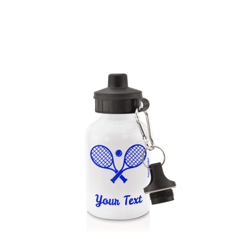 in White (400ml) with Screw Cap (Tennis Icon) - Royal Blue (Personalised with Text)