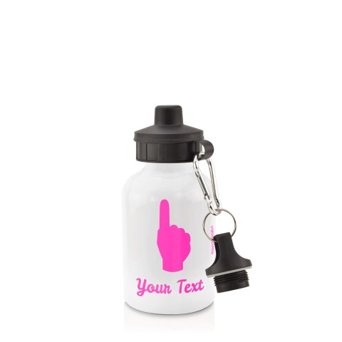 in White (400ml) with Screw Cap (We Are No. 1 Icon) - Fuchsia Pink (Personalised with Text)