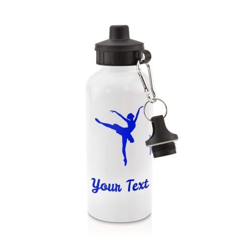in White (600ml) with Screw Cap (Ballet Icon) - Royal Blue (Personalised with Text)