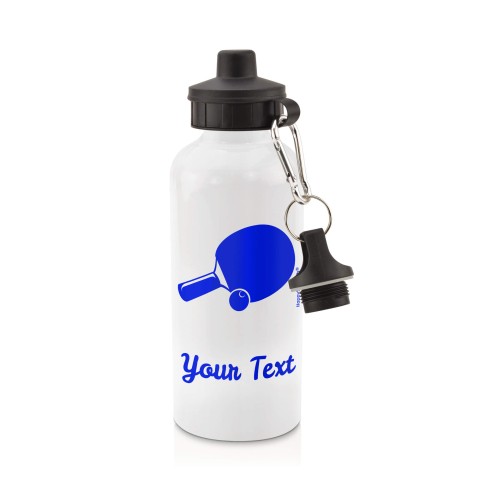 in White (600ml) with Screw Cap (Table Tennis Icon) - Royal Blue (Personalised with Text)