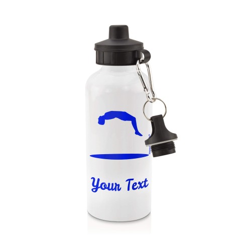 in White (600ml) with Screw Cap (Trampolining Icon) - Royal Blue (Personalised with Text)
