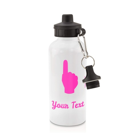 in White (600ml) with Screw Cap (We Are No. 1 Icon) - Fuchsia Pink (Personalised with Text)