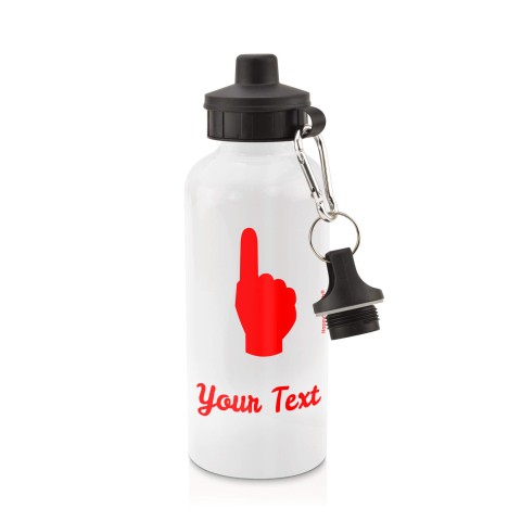 in White (600ml) with Screw Cap (We Are No. 1 Icon) - Red (Personalised with Text)