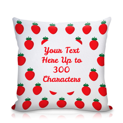 (25cm Square) with Strawberry Design Water Resistant Polyester Fabric with Organic Lavender (Optional Personalised Gift Text)