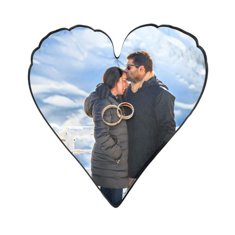 (Heart 25cm) Black & Gold Soft Velvet Polyester Fabric (Optional Personalised Gift Text)