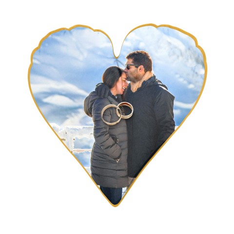 (Heart 25cm) Gold Soft Velvet Polyester Fabric (Optional Personalised Gift Text)
