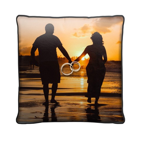 (Square 25cm) Black & Gold Soft Velvet Polyester Fabric (Optional Personalised Gift Text)