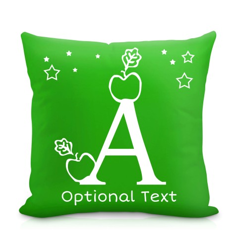(25cm Square) with Alphabet Theme Bright Green Mock Suede Polyester Fabric (Optional Personalised Gift Text)