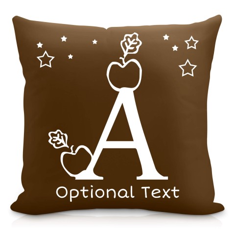 (40cm) with Alphabet Theme Brown Mock Suede Polyester Fabric with Removable Cover (Zip) (Optional Personalised Gift Text)