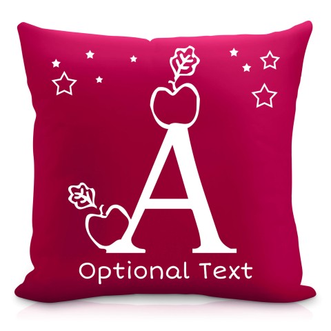 (40cm) with Alphabet Theme Burgundy Mock Suede Polyester Fabric with Removable Cover (Zip) (Optional Personalised Gift Text)