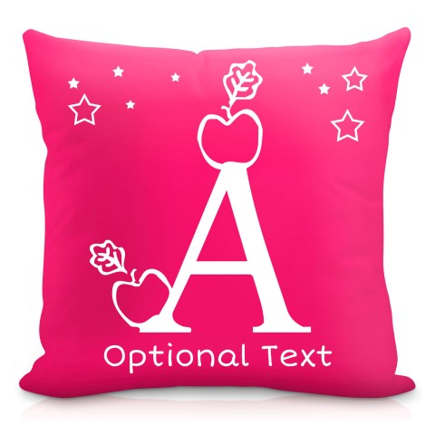 (40cm) with Alphabet Theme Fuchsia Pink Mock Suede Polyester Fabric with Removable Cover (Zip) (Optional Personalised Gift Text)