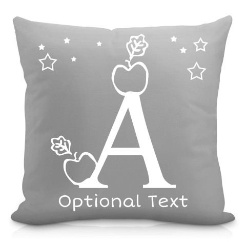 (40cm) with Alphabet Theme Grey Mock Suede Polyester Fabric (Optional Personalised Gift Text)