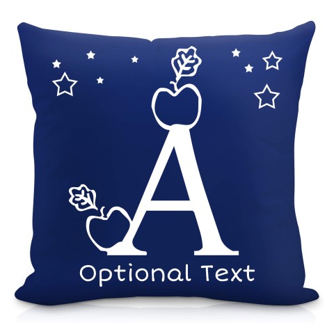 (40cm) with Alphabet Theme Navy Blue Mock Suede Polyester Fabric Scented (Organic Lavender Buds) with Removable Cover (Zip) (Optional Personalised Gift Text)