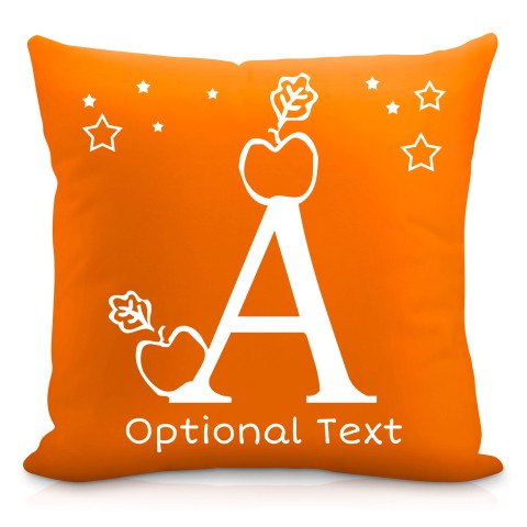 (40cm) with Alphabet Theme Orange Mock Suede Polyester Fabric Scented (Organic Lavender Buds) with Removable Cover (Zip) (Optional Personalised Gift Text)