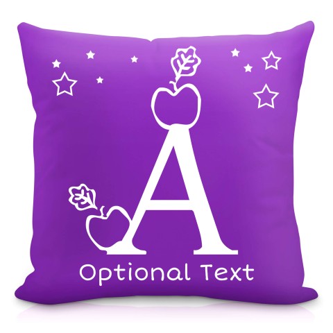 (40cm) with Alphabet Theme Purple Mock Suede Polyester Fabric with Removable Cover (Zip) (Optional Personalised Gift Text)