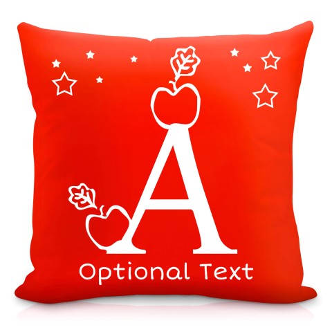 (40cm) with Alphabet Theme Red Mock Suede Polyester Fabric with Removable Cover (Zip) (Optional Personalised Gift Text)