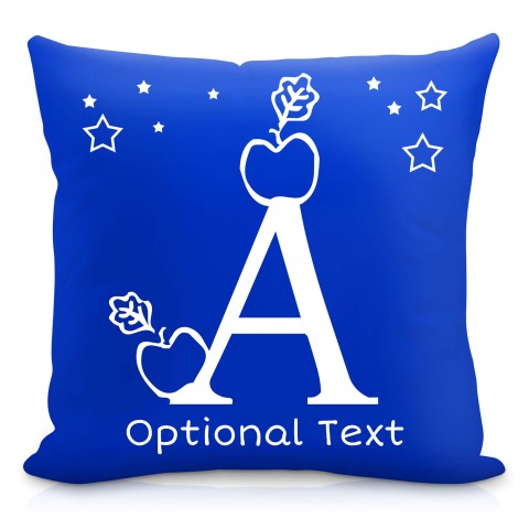 (40cm) with Alphabet Theme Royal Blue Mock Suede Polyester Fabric with Removable Cover (Zip) (Optional Personalised Gift Text)