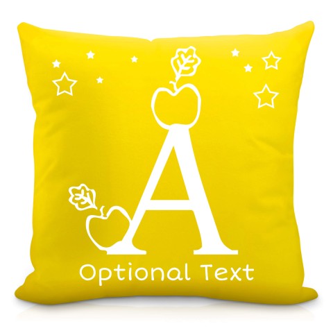 (40cm) with Alphabet Theme Yellow Mock Suede Polyester Fabric Scented (Organic Lavender Buds) with Removable Cover (Zip) (Optional Personalised Gift Text)