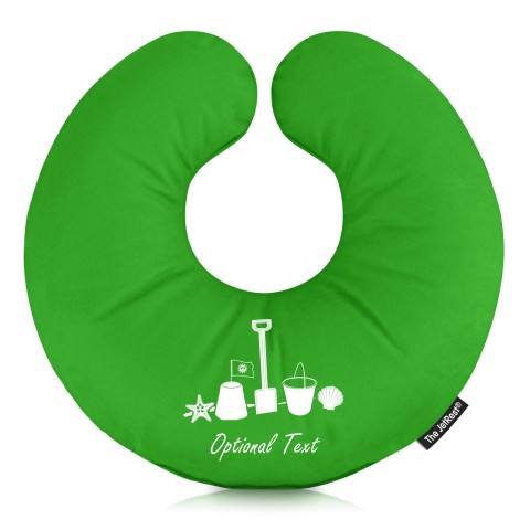 (25cm) (Bucket & Spade Icon) Bright Green Soft Velvet Polyester Fabric (Optional Personalised Gift Text)