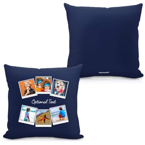 (40cm) (Polaroid Style Photo Print) Navy Blue Soft Velvet Polyester Fabric (Optional Personalised Gift Text)
