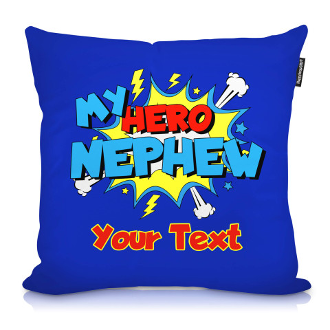 (40cm) (Nephew) Soft Velvet Polyester Fabric with Removable Cover (Zip) (Optional Personalised Gift Text)