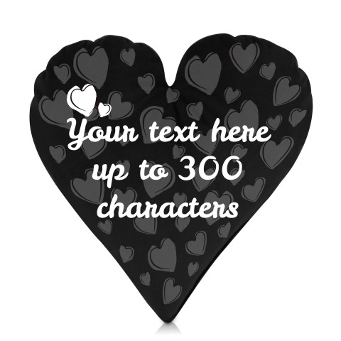 (25cm Heart) Black Soft Velvet Polyester Fabric (Optional Personalised Gift Text)