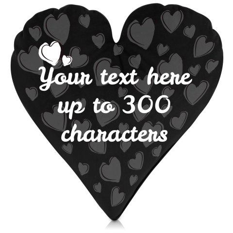 (Heart 40cm) Black Soft Velvet Polyester Fabric with Organic Lavender (Optional Personalised Gift Text)