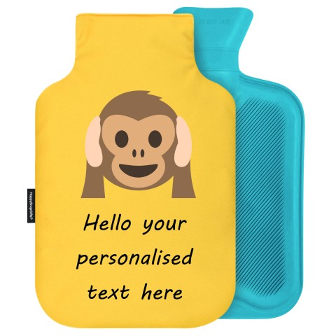 - 2 Litre Generic from Stock Available Colours - Hear no Evil Monkey Soft Velvet Polyester Fabric and Removable Cover (Personalised with Text)
