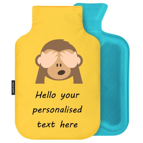 - 2 Litre Generic from Stock Available Colours - See no Evil Monkey Soft Velvet Polyester Fabric and Removable Cover (Personalised with Text)