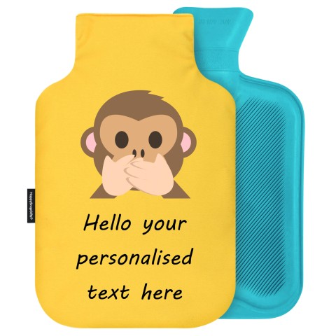- 2 Litre Generic from Stock Available Colours - Speak no Evil Monkey Soft Velvet Polyester Fabric and Removable Cover (Personalised with Text)
