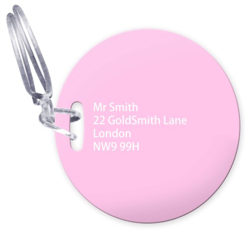 (10cm Circle) - Baby Pink with Clear Loop Fastening (Personalised with Text)