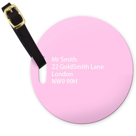 (10cm Circle) - Baby Pink with Leather Strap (Personalised with Text)