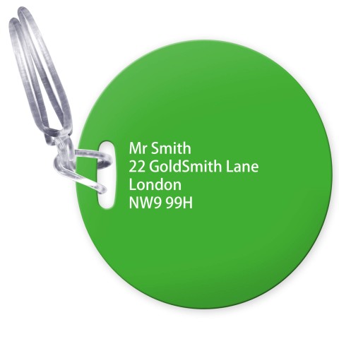 (10cm Circle) - Bright Green with Clear Loop Fastening (Personalised with Text)