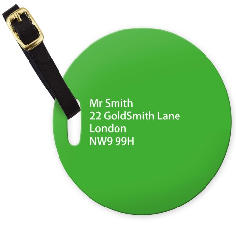 (10cm Circle) - Bright Green with Leather Strap (Personalised with Text)
